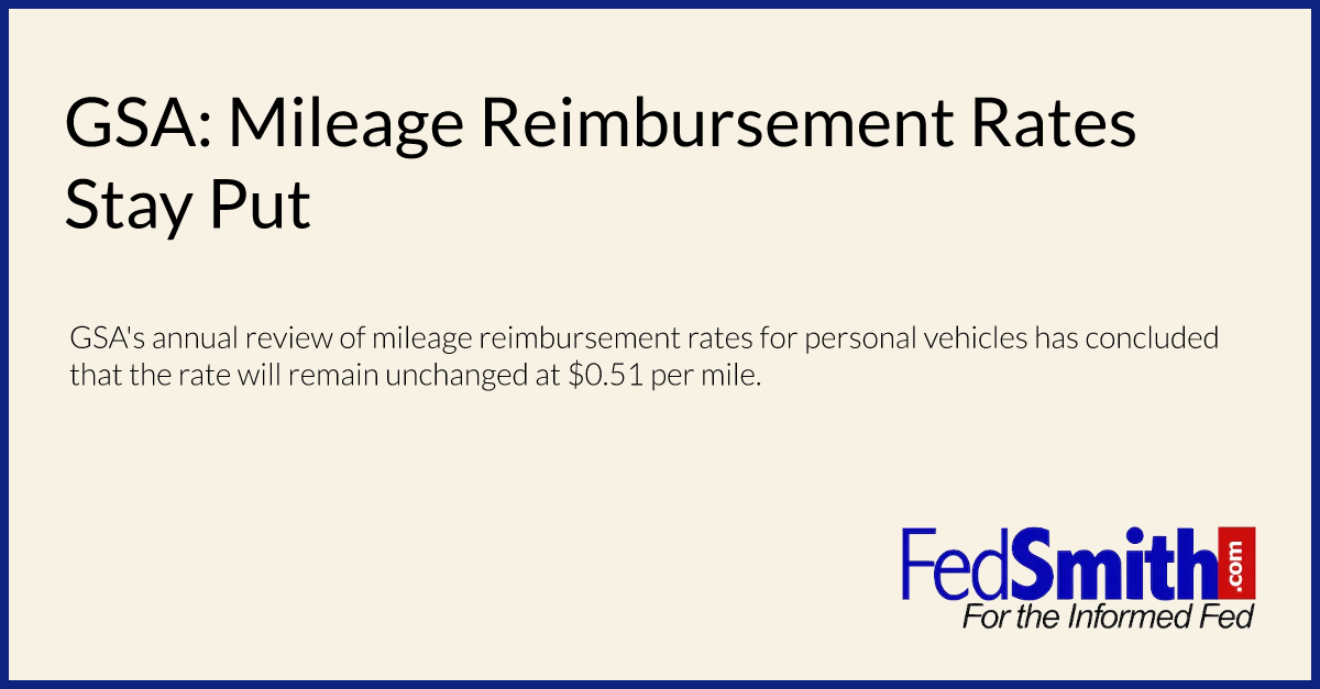 GSA Mileage Reimbursement Rates Stay Put