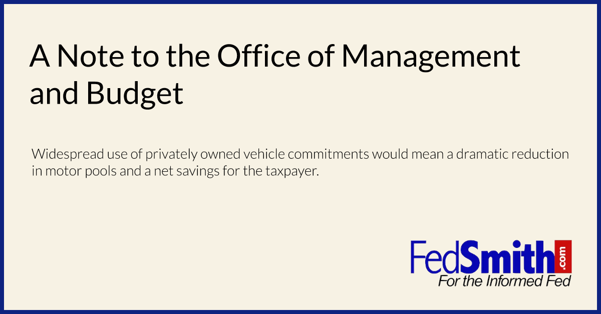 A Note to the Office of Management and Budget