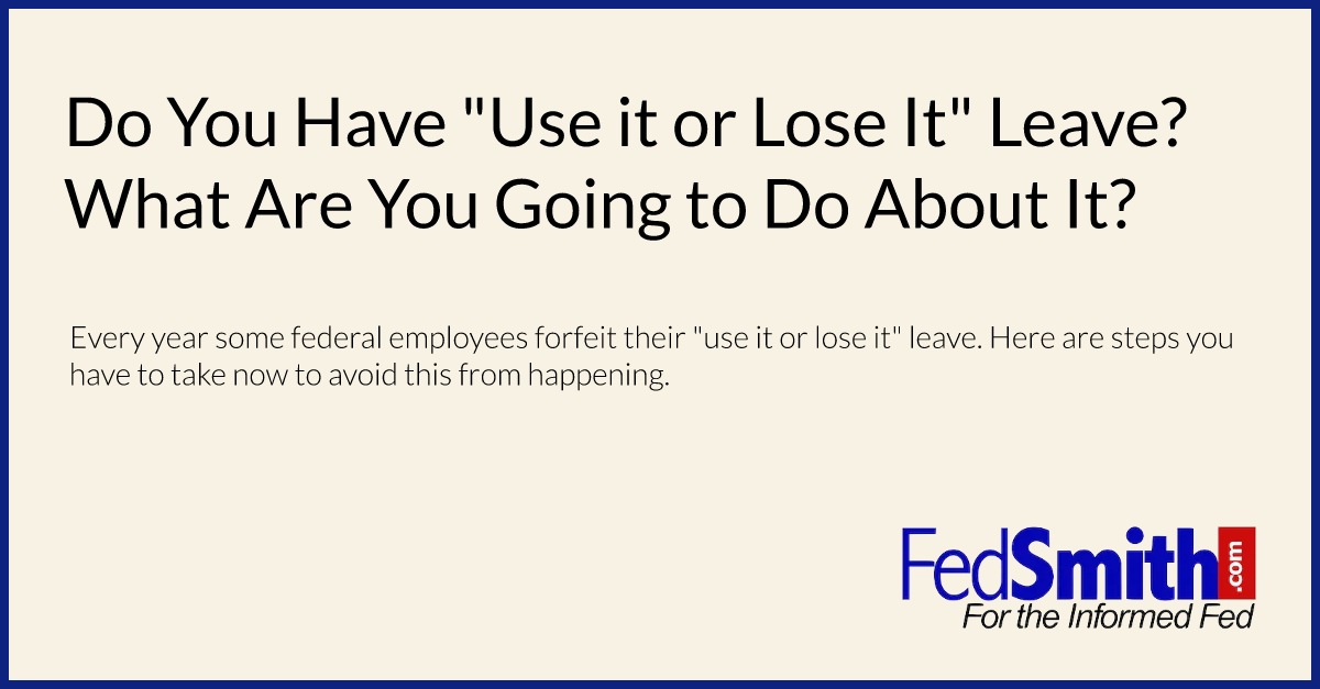 Do You Have "Use it or Lose It" Leave? What Are You Going to Do About It?