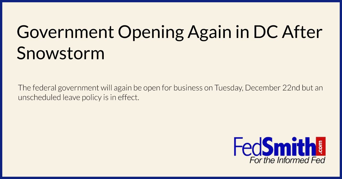 Government Opening Again in DC After Snowstorm