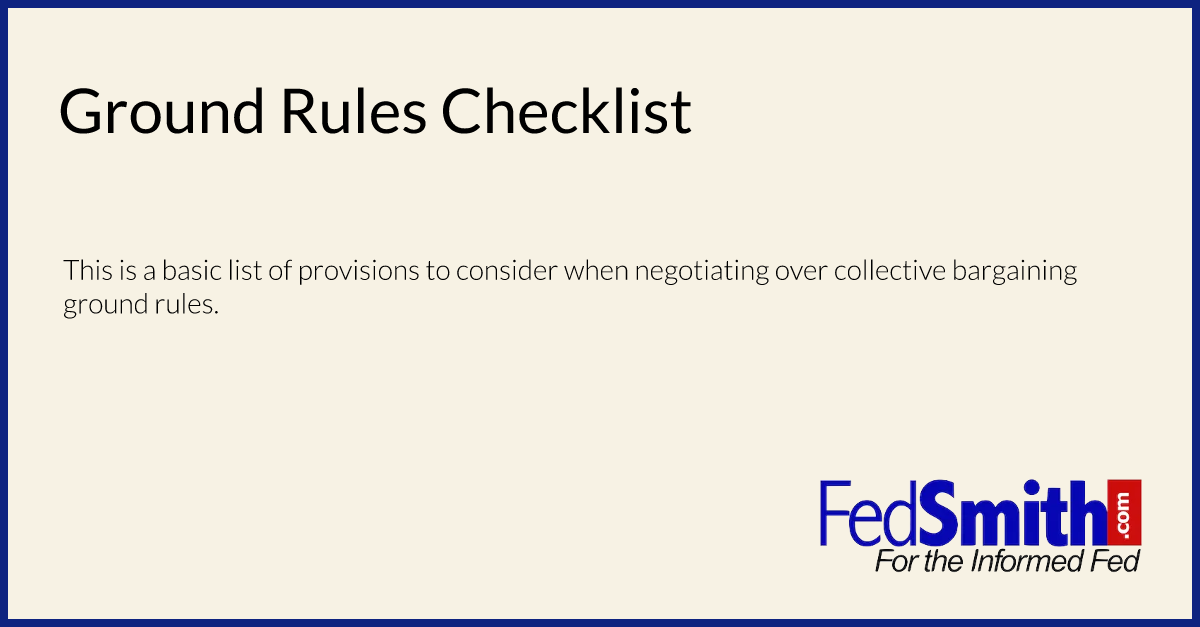 Ground Rules Checklist