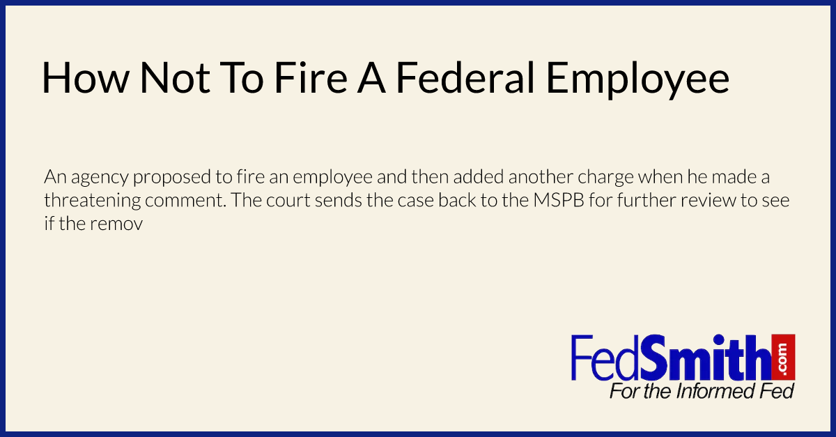 How Not To Fire A Federal Employee
