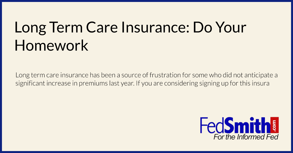 Long Term Care Insurance: Do Your Homework