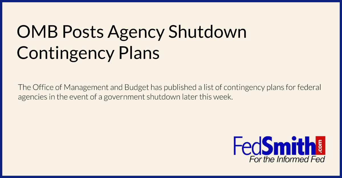 OMB Posts Agency Shutdown Contingency Plans