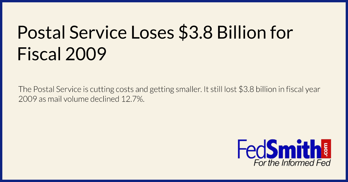 Postal Service Loses $3.8 Billion for Fiscal 2009