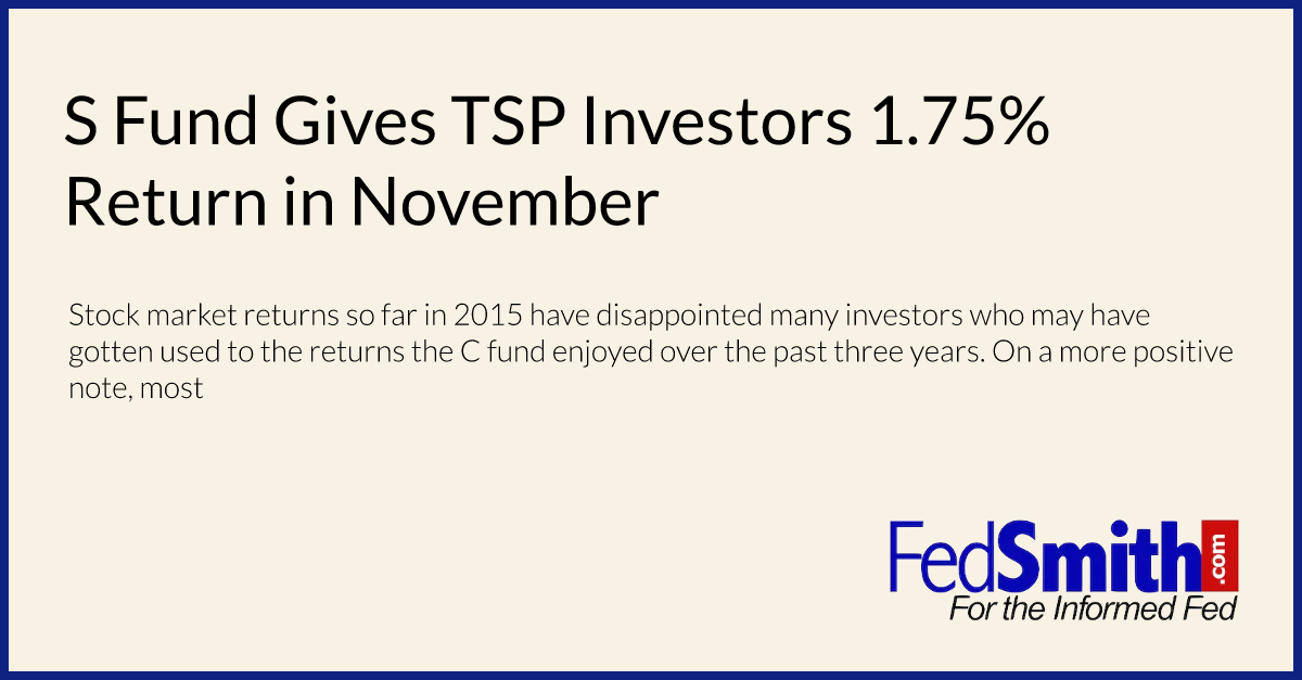 S Fund Gives TSP Investors 1.75% Return in November