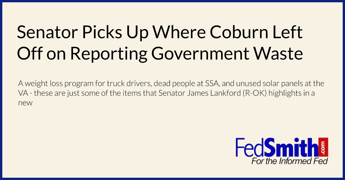 Senator Picks Up Where Coburn Left Off on Reporting Government Waste