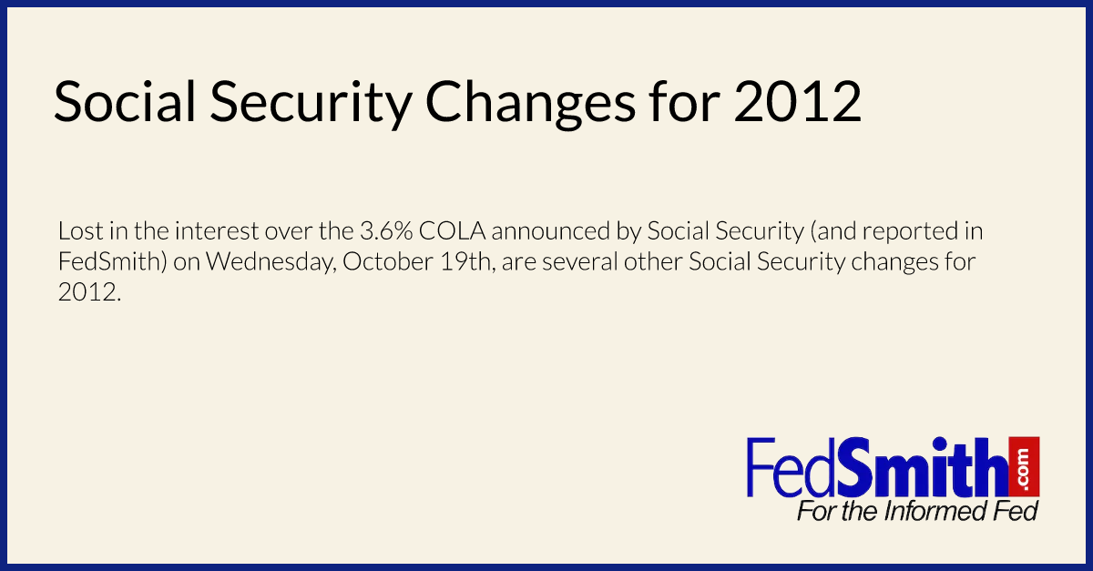 Social Security Changes for 2012