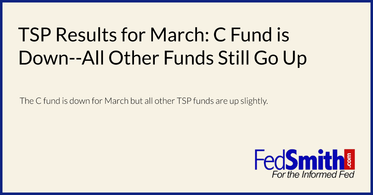 TSP Results for March: C Fund is Down--All Other Funds Still Go Up