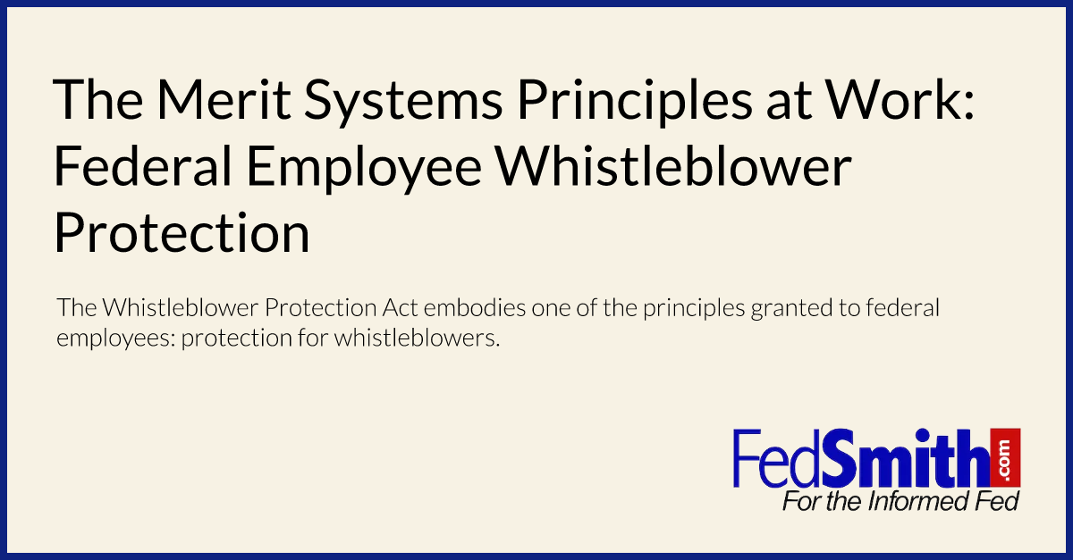 The Merit Systems Principles at Work: Federal Employee Whistleblower Protection