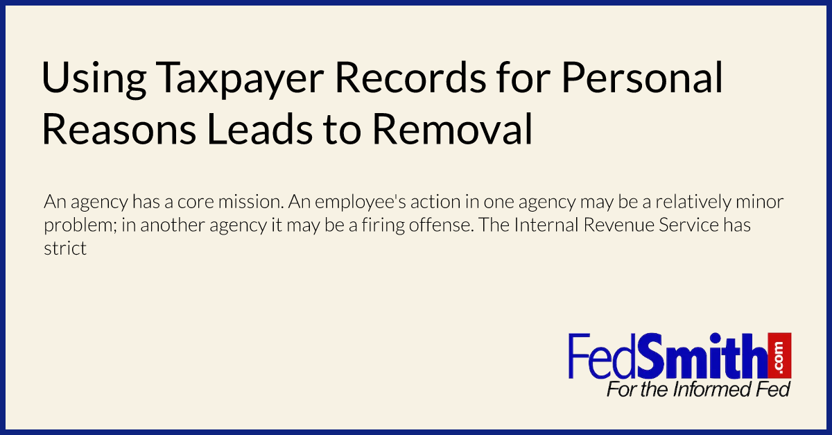 Using Taxpayer Records for Personal Reasons Leads to Removal